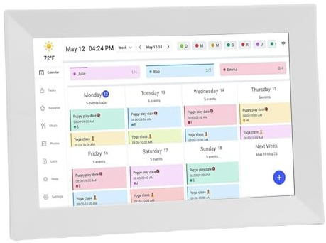 Yanmis Smart Digital Calendar, 10,1 Zoll WI FI Elektronische Wandkalender für Chore -Diagramm, 1080p Interaktiver Touchscreen für Familienpläne Planer, Wand und Schreibtisch Montierbar (EU-Stecker)
