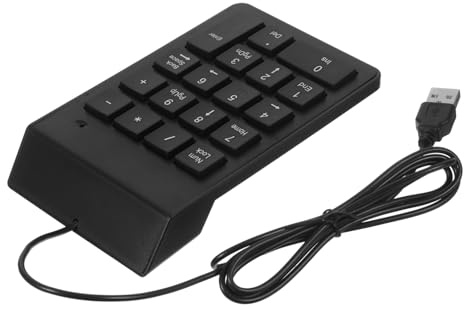 Uonlytech Teclado Numérico Entrada Rápida y Conexión USB Estable USB Cable de 19 Teclas Negro Plástico para Finanzas y Banca