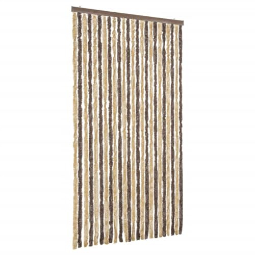 vidaXL Fly Curtain, Fly Screen for Window Living Room Doorways, Door Curtain for Decorations, Fly Blind, Dark Brown and Beige 100x200 cm Chenille