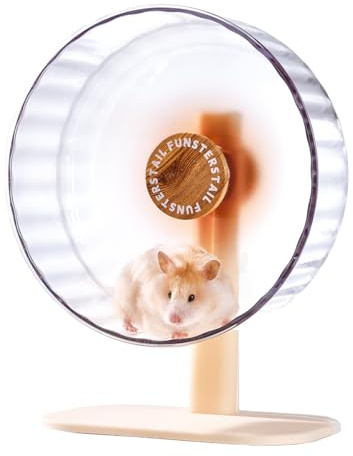 FunstersTail Super Silent Hamster Wheel 10.4 Inch, Magnetic Large Rat Wheel for Chinchilla, Gerbil, Guinea Pig, Cat, Mouse, Sugar Glider and Dwarf, Syrian Hamster Accessories (Wood Brown)