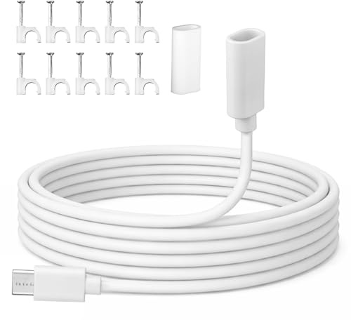 BTFO Câble d'Extension USB-C 6m, Câble d'Extension USB-C Mâle Vers | Femelle avec Clips et Étui Étanche Compatible avec Pan-Tilt Caméra Intérieure (Sortie 2024) le Chargeur MagSafe et l'iPhone
