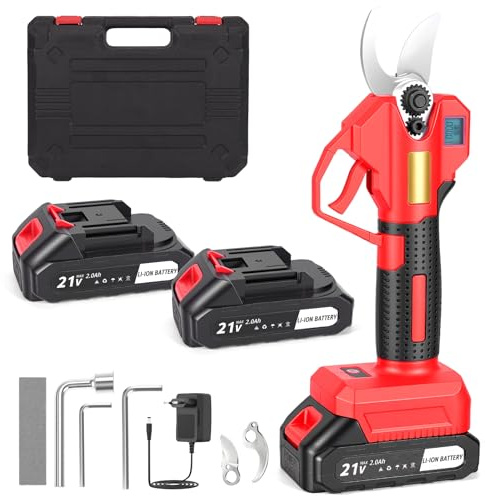 Dusefogo Tijeras de Podar Electricas, SK5 Tijeras de Poda de 30 mm con Pantalla LCD, con Baterías 2x2000mAh para Jardinería, Árboles Frutales, Viñedos y Granja