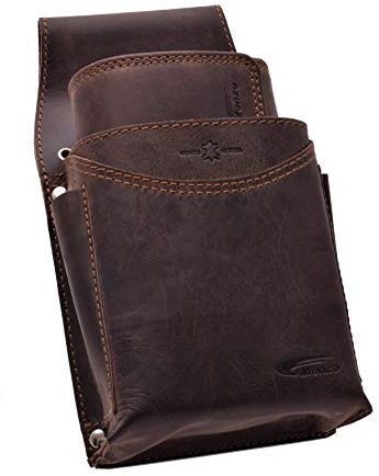 Menzo Profikellnerset 12 Monate GARANTIE! Kellnerbörse Kellnergeldbörse Leder doppelt genäht Motiven (Marrone)