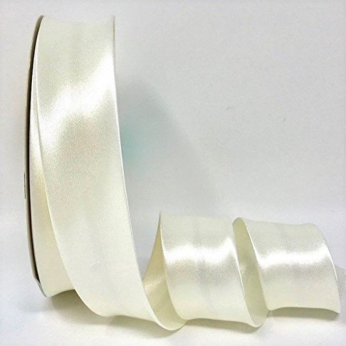Byetsa Satin-Schrägband, 30 mm, auf einer 25-m-Rolle, helles Cremefarben