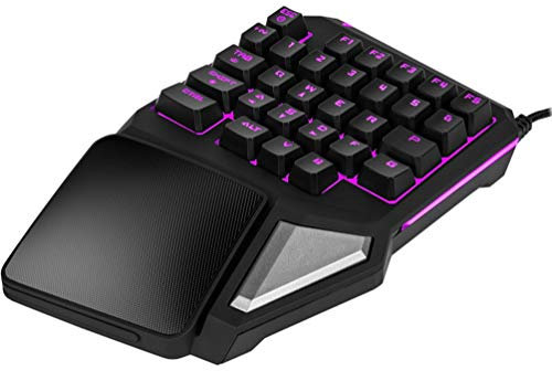 KUANDARMX Gaming Keyboard, Single Handed Keypad, One-handed Rgb Mechanical Gaming Keyboard, Professional Gaming Keypad with Usb Wired for Pubg Lol Cs Gamer, Black