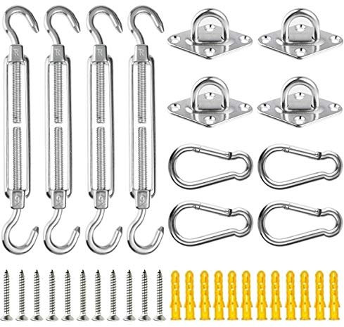 KAHEIGN M6 Awning Attachment Set, 44 Pcs Heavy Duty Sun Shade Sail Stainless Steel Hardware Kit for Triangle Square Rectangle Sun Shade Sail Installation