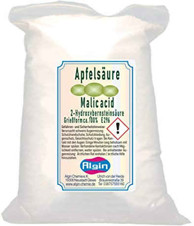 Ácido de manzana 100 % 1 kg bolsa de clip de asado fino E296 Aditivo alimentario acidificante