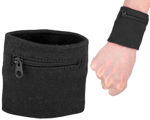 Kuuleyn Sport Armband, Unisex Armband Münzschlüssel Aufbewahrung Reißverschluss Tasche Sport Handgelenk Geldbörse Fitnessstudio Laufen Basketball zum Laufen Radfahren Sport Münzschlüssel Aufbewahrung