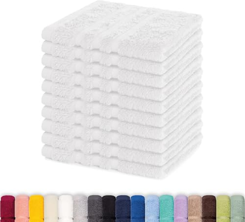 Lavea® 10-pack tvättlappar 30x30 cm i 100% bomullsfrotté – Ansiktsservetter och gästhanddukar, mjuka och absorberande – För barn, smink, hem och resa – Vit