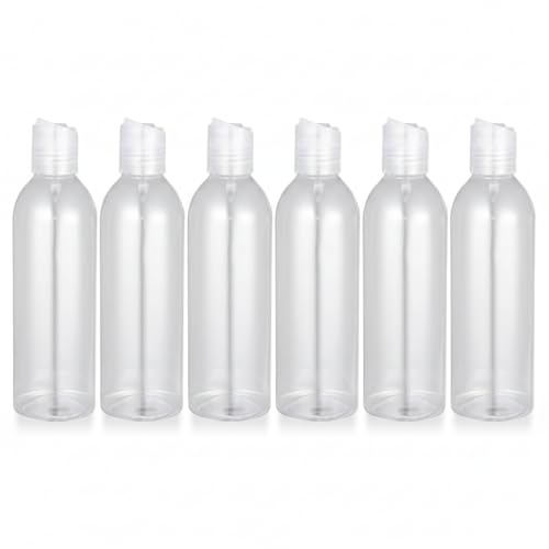 FOMIYES Bottiglie ricaricabili Contenitori cosmetici: 6 pezzi da 250 ml, trasparente, schiacciabile, bottiglia di shampoo, bottiglie da toilette con disco pressato, tappo flip per lozioni crema