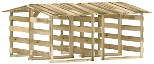 Gecheer Pergola, Legno di Pino Impregnato, Pergola con Tetto, Rimessa per Legna da Ardere, Legnaia in Legno Giardino, Portalegna da Esterno, Rustico