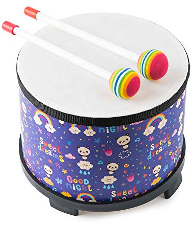 Floor Tom Trommel 25,4 cm Percussion Montessori Percussion Instrument Musiktrommel mit 2 Schlägeln Besonderes Weihnachten Geburtstag Geschenk (8inch Purple)