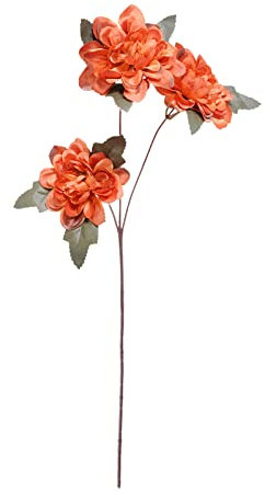JYCRA 6 Stück 61 cm künstliche Dahlien-Blumen, 3 Köpfe, künstliche Blumen mit langem Stiel, Seide, Dahlie, Blumen für Zuhause, Party, Hochzeitsdekoration, Orange