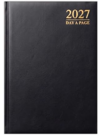 MantraRaj 2027 Diary A5 DAP Hardback Day To Page Classic Diary Black | With Half Saturday And Sunday Page Diaries Organiser 2027 For Student Teacher Home Office Business
