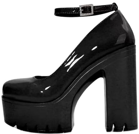 Piattaforma Gotica Cinturino alla Caviglia in Cristallo Décolleté a Punta Tonda Blocco a uncino Blocco Grosso Tacchi Alti Scarpe Eleganti alla Moda Scarpe da Sera Eleganti da Festa per Le Donne