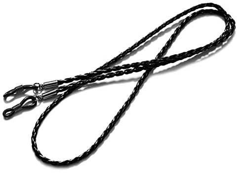 Brillenkette Buntes Lederbrillenhalsband String Seilband Lederbrillenband Verstellbares Ende Brillenhalter Brillenzubehör Schwarz