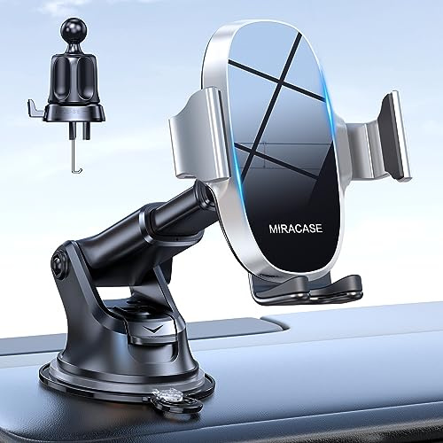 Miracase Car Phone Holder for Cars Dashboard Windscreen Desk, 3in 1 Mobile Phone Mount Automobile Cradle 360° Rotatable Stand GPS Vehicle Mount for iPhone 17 16 15 Pro Plus Max 14 13 12 11Samsung
