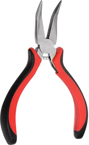sourcing map Mini Bent Nose Pliers 5 Inch Toothless Curved Precision Plier with Plastic Handle for DIY Crafts Jewelry Making