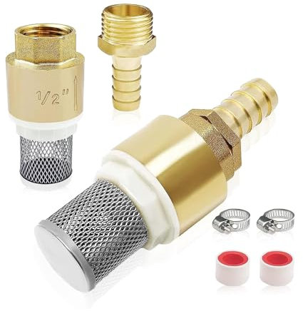 Rückschlagventile 1/2 Zoll Messing Fußventile mit Schlauchanschluss Rückflussverhinderung Messing Rückschlagventile Filter Bodenventile Rückschlagventile
