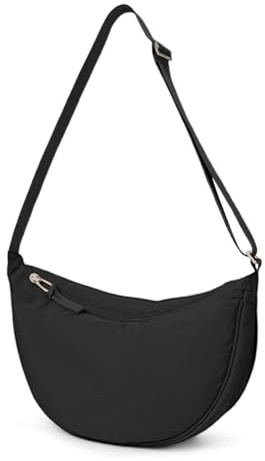FURREN Half Moon Bag Damen Halbmond Crossbody Schultertasche Crossbody Bag Schwarz Schultergurt Tasche Umhängetasche Got Bag Moon Bag Small Handtasche Moonbag Cross Body Bag for Women Bauchtasche