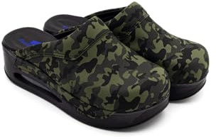 Terlik Sabo Air ST201 MAX Zuecos de Cuero Mules Zapatillas Zapatos Sabot, Mujer, Camuflaje Verde, EU 41