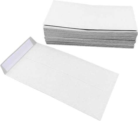 XINGSUI 60 Pezzi 7.5x16cm Buste autoadesive per ufficio,spedizione autoadesive,Buste di Carta Kraft,per salari, monete, perline o francobolli (Bianco)