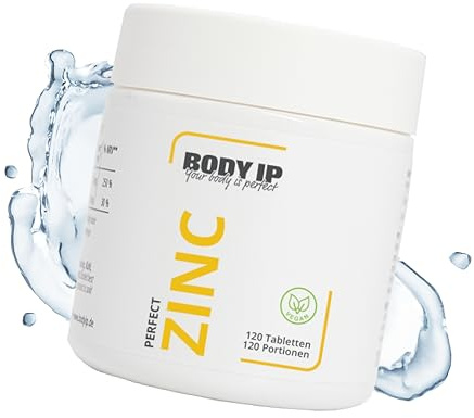BODY IP Perfect Zinc | Zink Bisglycinat mit Kupfer für Immunsystem, Stoffwechsel & Testosteronspiegel | 120 Tabletten | hochdosiert | Made in Germany | Laborgeprüft | vegan