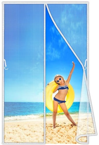 Magnetica per Zanzariera 295x320 cm, Anti Insetti Mosche Zanzare Tenda Anti Zanzare Punch Gratuito Camerette per Bambini Bianco Nuova-Versione