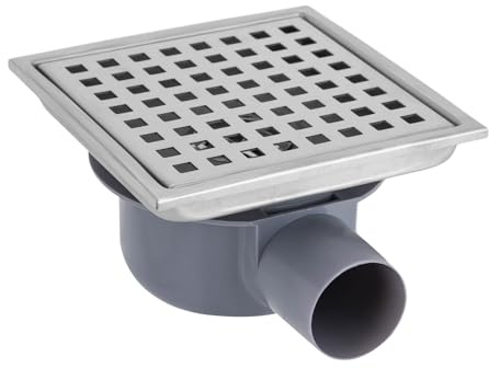JAYEUW Bodenablauf Duschablauf Duschrinne Quadrat 15 * 15cm Bodenablauf mit Haarfilter Edelstahl Ablaufrinne für Angehobene Duschräume und Versunkene Toiletten