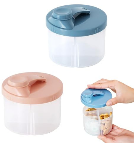 Esoes 2 Stück Milchpulver-Spender für Baby-Milchpulver, Tragbarer Milchpulver Portionierer Baby,Dosierer Pulver,Milchpulverspender mit Spender Drehbarer,4 Lagiger MilchPulver Spender Für Reise