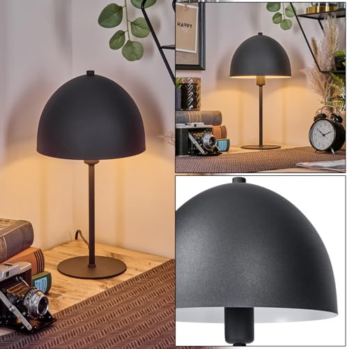 HOFSTEIN Tischleuchte Tati, Tischlampe aus Metall in Anthrazit, moderne Leuchte im Retro/Vintage-Design, Ø 20 cm, Höhe 37 cm, Schalter am Kabel, E14, Wohnzimmer, Schlafzimmer, Esszimmer, Flur, Büro