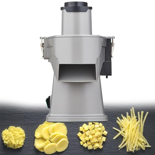 GESAIDES Picadora de Verduras Eléctrica 4 en 1, Cortadora de Alimentos Versátil, Cortadora de Verduras Eléctrica, Cortadora de Papas Fritas, para Uso Comercial y Doméstico