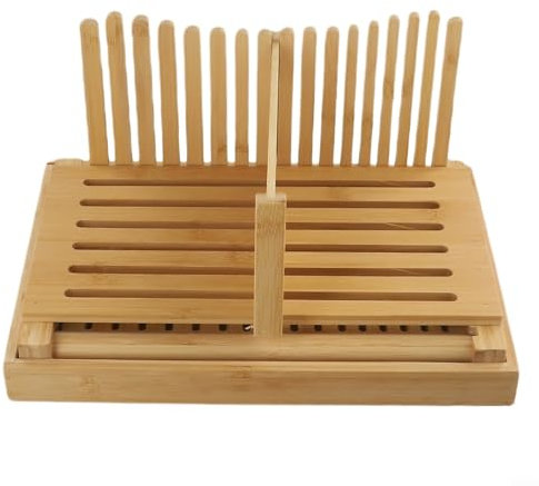 Hasaller Wooden Bread Slicer Bamboo-Bread Slicer Foldable Loaf Cutting Board Foldable Bread Slicer Thickness Adjustable Bread Slicing Guide (Wave)