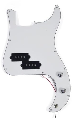 Schlagbrett kratzfest Bass vorverdrahtet mit Tonabnehmer für 4-Saiter P-Bass mehrere Farben Pickguard Backplate Set(White pickguard)