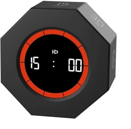 Cubo temporizador, temporizador de cubo multihexagonal, gestión de cuenta regresiva con el temporizador digital de cubo multihexagonal con un sensor de gravedad (negro)