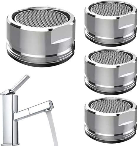 4 Pcs Water Saver Spout Filter Mesh Tap Aerator Head Faucet 24mm Replacement Insert Spout Brass Male Threaded Aerator Water Saving Faucet Nozzle for Kitchen Sink Bathroom Restaurant Public