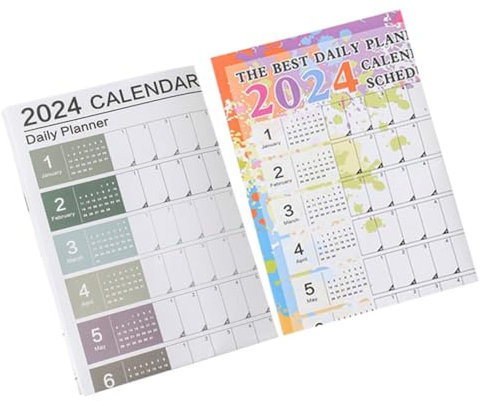 DIYEAH 2stücke Wandkalender Zum Aufhängen Jahresplankalender Kleiner Kalender Für Zuhause Dekorativer Planer Mit Notizfeldern Terminplanungskalender Aus Papier