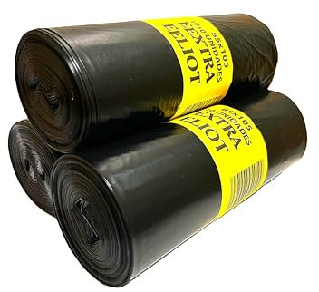 Bolsas de basura 100L Eliot EXTRA (30 bolsas)-Pack 3 rollos 85x105 cm negras, ultraresistentes, reforzadas y de gran capacidad. Para cubos industriales o comunitarios