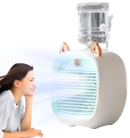 Genérico Ventilador de refrigeración de CA,Ventiladores de aire USB con 3 velocidades ajustables | Mini ventiladores con de fuente de agua potable, ventilador USB con batería grande para do