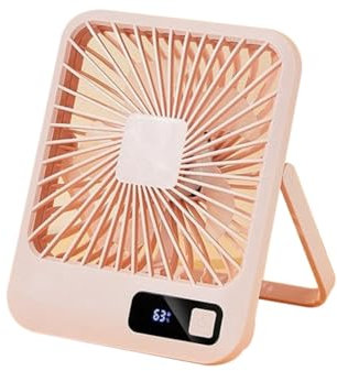 Vocdikficy Desktop-Kleinventilator, Multi-Power-Büro, Dünnes und Aufladbares Modell, Faltbar, Bürstenlos, Tragbar, Rosa