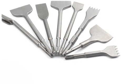 MJINA Martillo eléctrico, Martillo de Impacto, Pico eléctrico, vástago Redondo, cincel Plano, Pico dentado en Forma de U, Pala ranuradora for muros de Cemento(73.8-252mm)