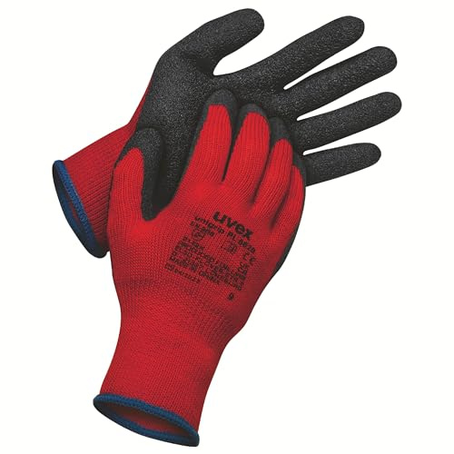 uvex 60599 latexhandskar storlek 11 nötningsbeständig polyester röd 1 par, förpackning med 10 par