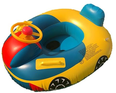 Automobil Schwimmring, Schwimmreifen Aufblasbarer Baby Schwimmtrainer, Schwimmhilfe mit Lenkrad Griff Schwimmhilfe für Kinder(72 * 65cm)