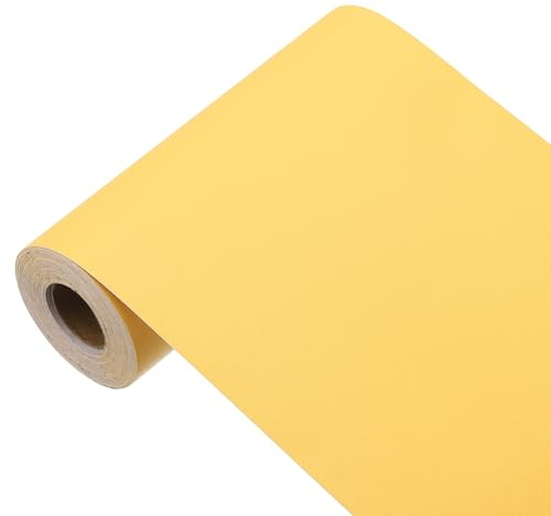 sourcing map Papier peint jaune à décoller et à coller, papier peint autocollant en vinyle de couleur unie, décoration murale pour revêtement mural (998,2 x 15 cm)