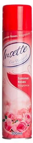 Insete Air Freshener Summer Roses 300ml Long Lasting Room Spray Eliminates Odours & Freshens Air with Floral Rose Fragrance – Ideal for Home, Office, Bathroom & Living Spaces for a Fresh, Clean Scent