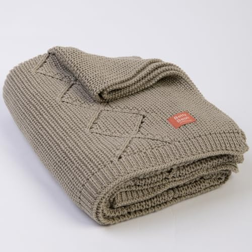 Betty Bean | Baby Strickdecke aus Bio-Baumwolle 100 x 80 cm | Feine Strickstruktur, GOTS-zertifiziert, weich & atmungsaktiv, ideal für Neugeborene und Kinderwagen