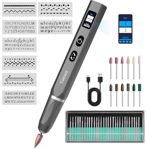 Electric Engraving Pen for Metal, Wood, Glass, Plastic,Carving Tools | 50 Accessories,Free Stencils,Cordless Rotary Tool,Variable Speed,USB-C Rechargeable,Long-Lasting,Beginner Friendly,DIY Gift
