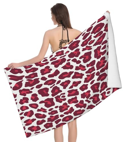 Leichong Telo Mare Microfibra 70x140 cm Leopardato, Telo da Bagno in 3D Serie di Coppia Asciugamano da Spiaggia da Asciugatura Rapida Assorbente per Palestra, Yoga