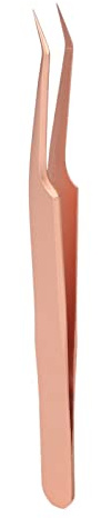 Ögonfranspincett Ergonomisk lösögonfransförlängning pincett i rostfritt stål roséguld (sned pincett)