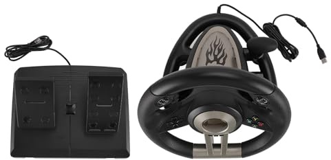 Bewinner PC-Rennrad und Pedal mit Manueller Schaltung, 180°-Drehung, Intelligenter Vibration und Linearem Pedal, Universelles USB-Lenkrad für PC-Rennspiele